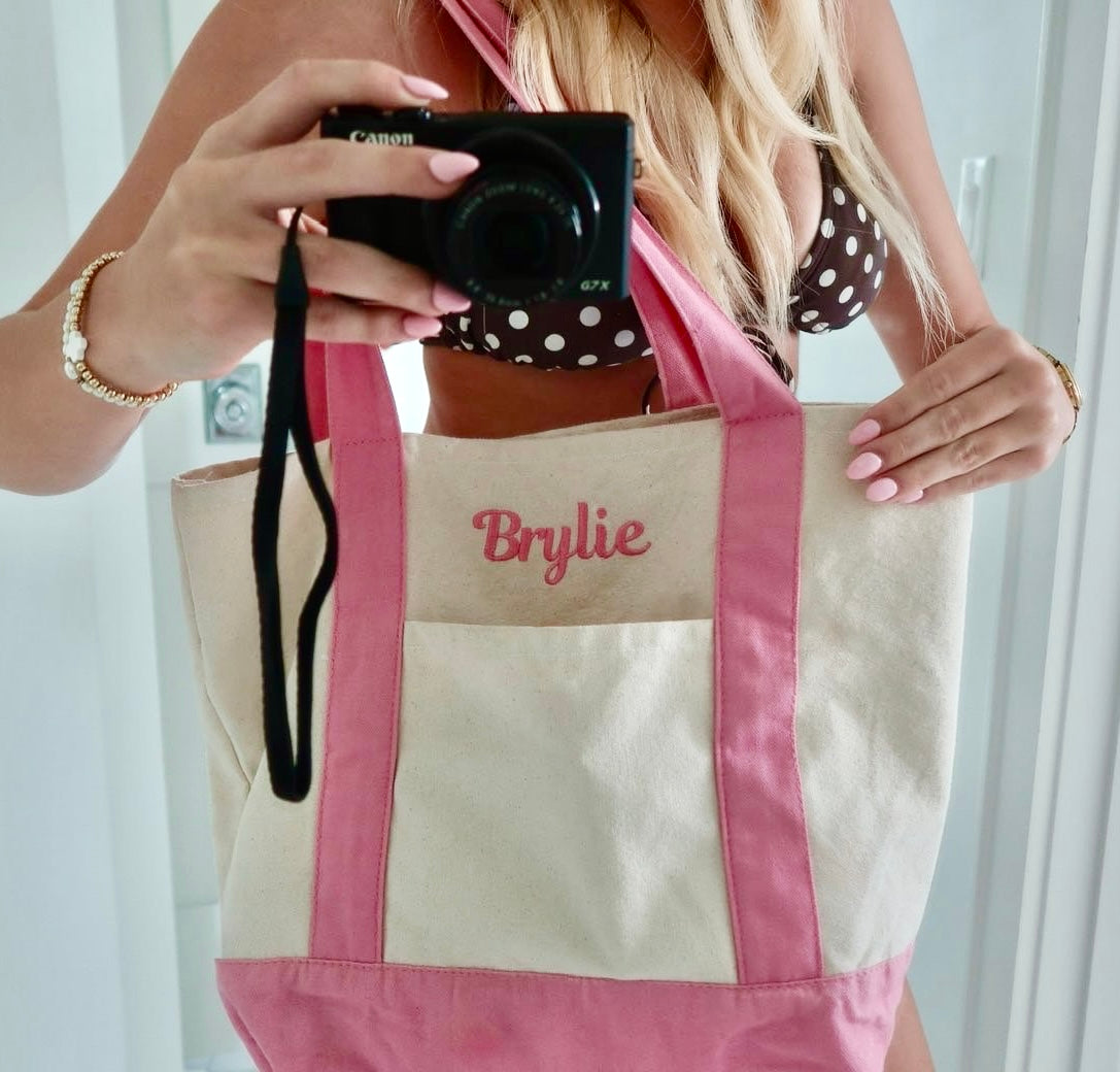 Pink Canvas Tote Bag
