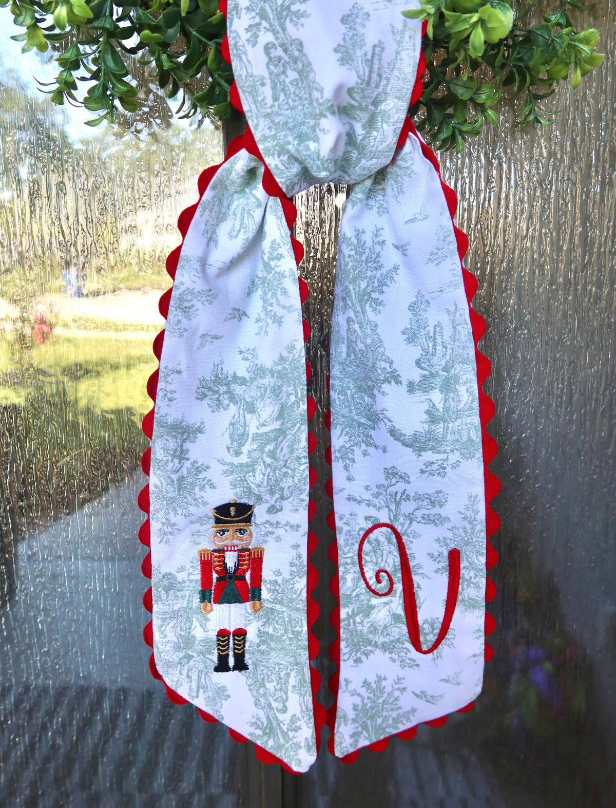 Nutcracker French Toile Wreath Sash