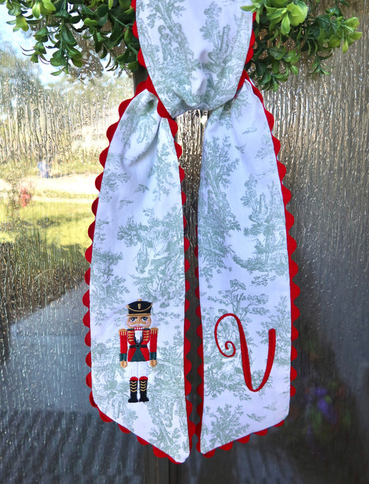 Nutcracker French Toile Wreath Sash