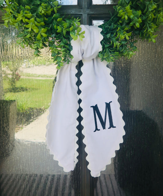 Single Initial White Wreath Sash